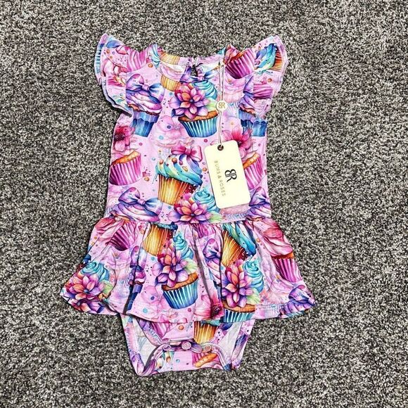 Bums & Roses Another Year Sweeter Ruffle Bamboo Dress 12-18 mos C21-10 - Picture 1 of 3